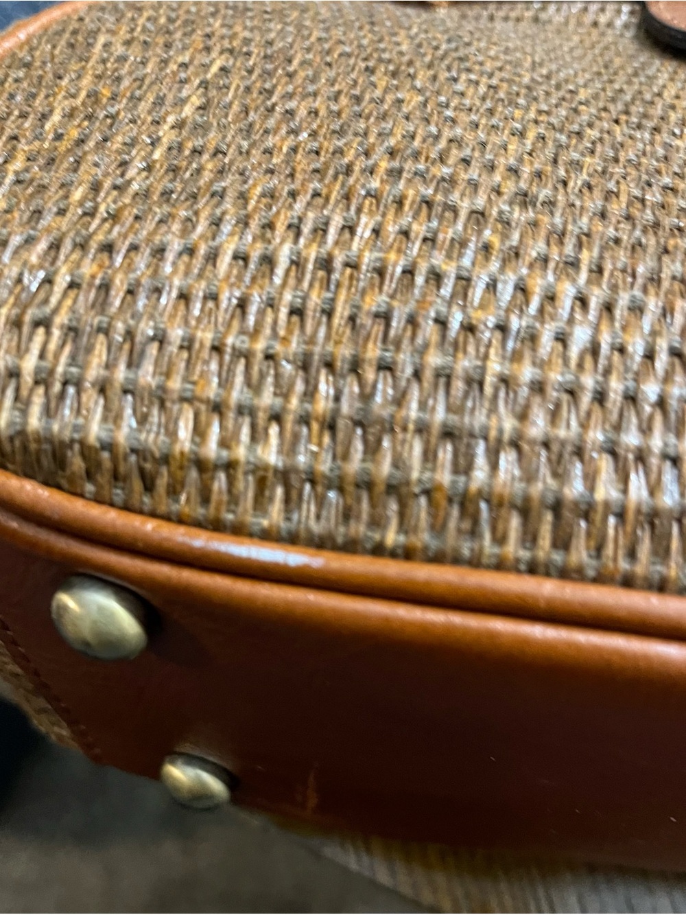 Patricia Nash Gracchi Woven Raffia Frame Satchel in Tobacco - Crossbody - Picture 8 of 9